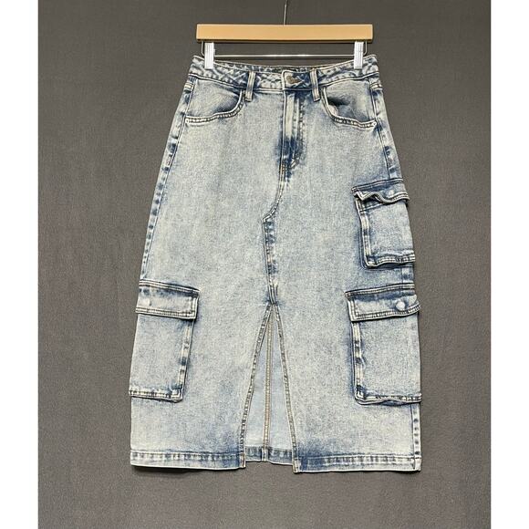 Wild Fable high-waisted denim skirt sz M cargo street style utility Y2K inspired - Picture 1 of 3